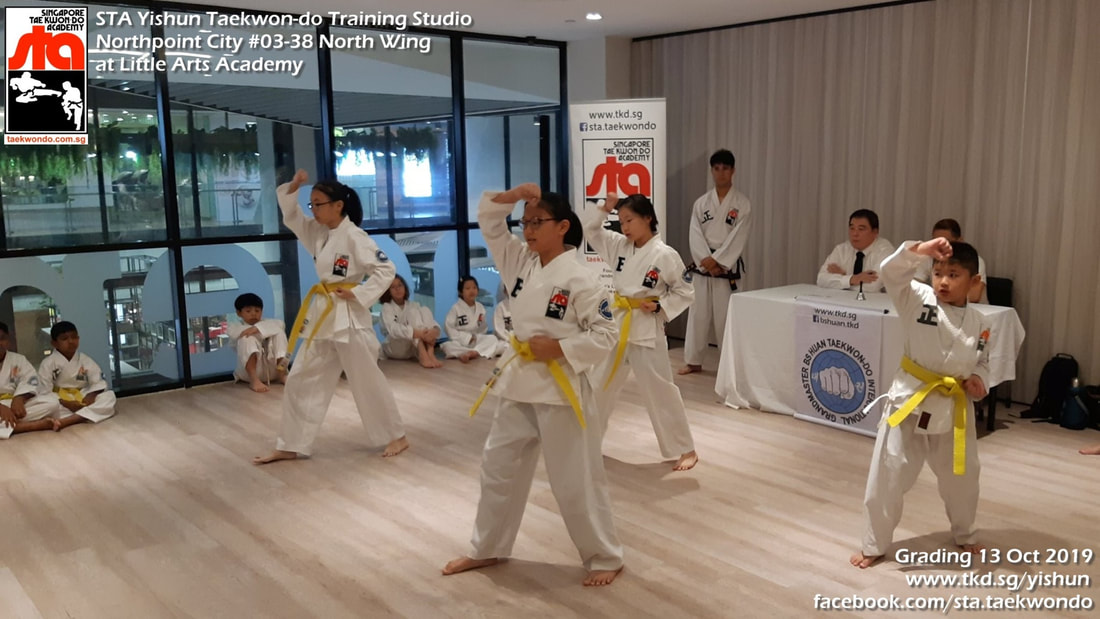 Tan-Gun Hyung Pattern Yellow Belt Grading Aiden Yishun Northpoint City Singapore Taekwondo Academy STA Adrian Huan Sembawang